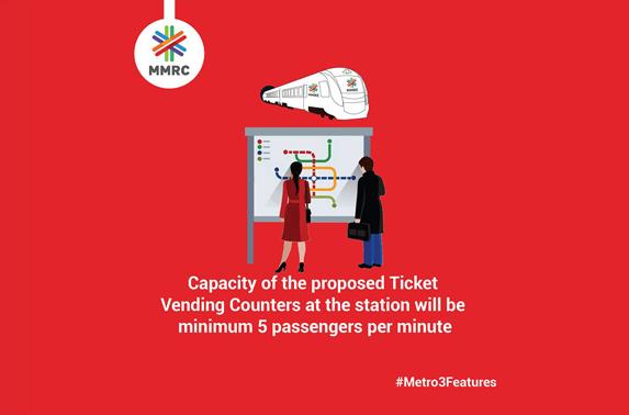 Capacity of the proposed Ticket Vending Counters at the station will be minimum 5 passengers per minute