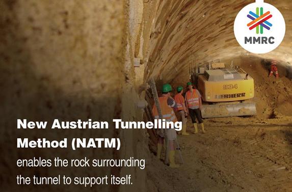 New Austrian Tunnelling Method (NATM) enables the rock surrounding the tunnel to support itself.