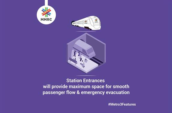 Station Entrances will provide maximum space for smooth passenger flow & emergency evacuation